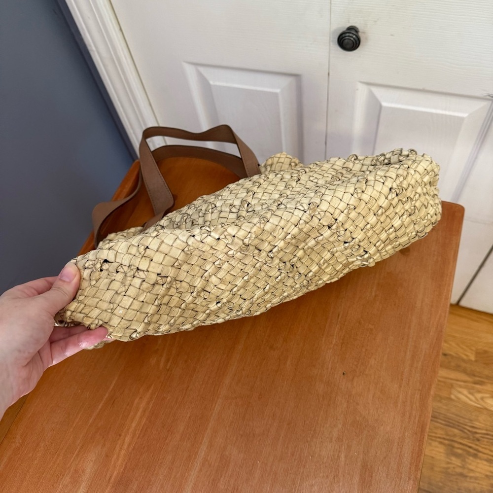 Furla Leather Woven Tote Bag Purse - Picture 5 of 7